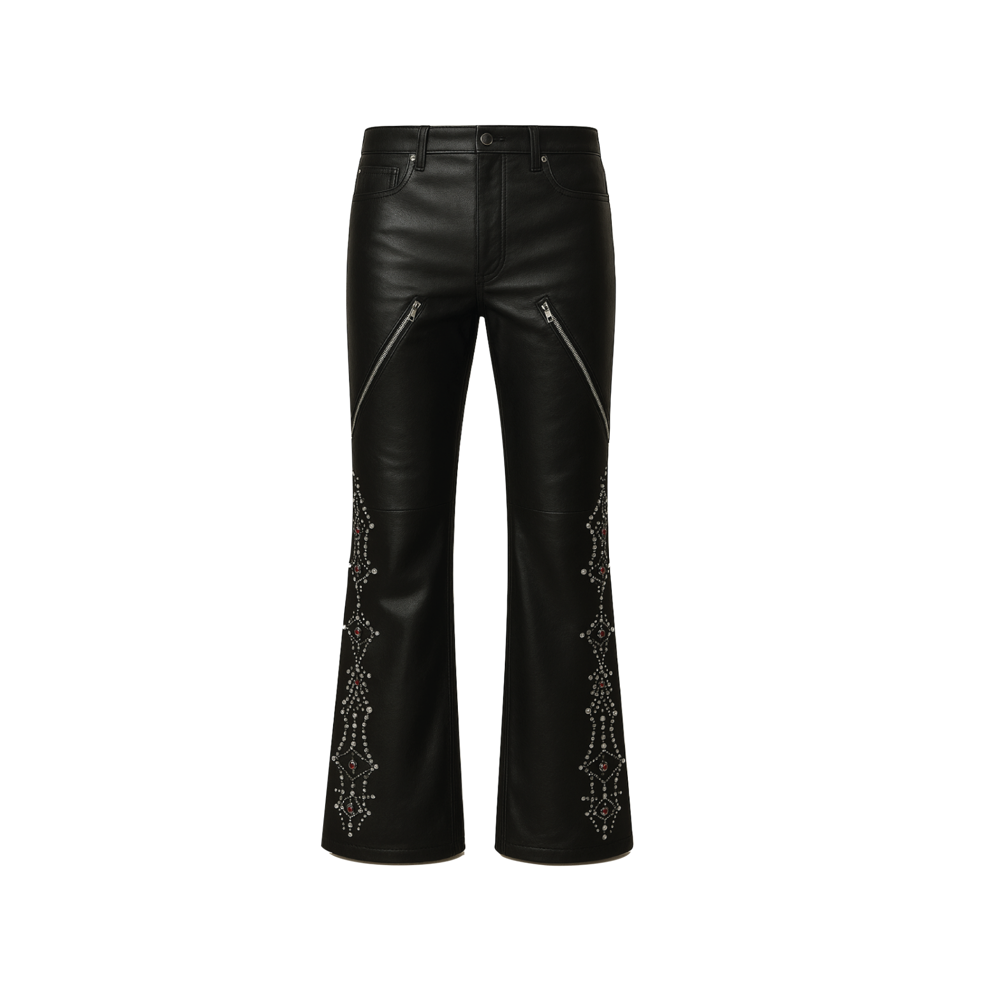 AURA $ STEEZE – Diamond Noir PU Leather Jeans (Black)