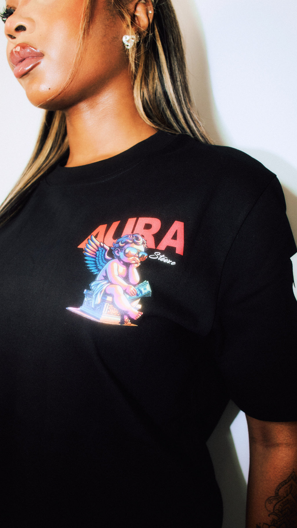 AURA $ STEEZE HEAVENLY DRIP TEE - BLACK