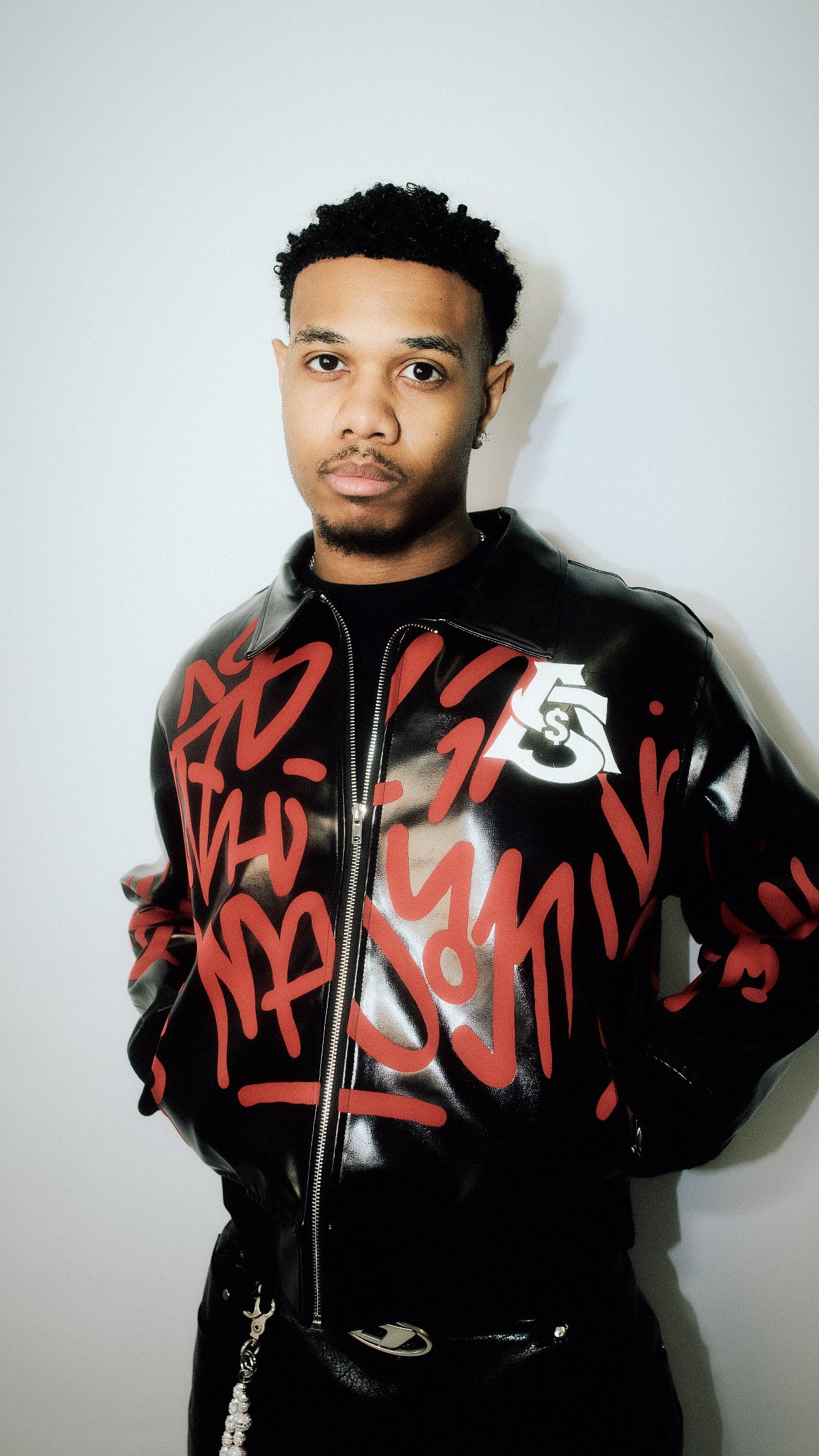 AURA $ STEEZE – Graffiti Monarch PU Leather Jacket (Black & Red)