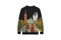 Aura and Steeze Sweater with London-themed design featuring Big Ben, the London Eye, and double-decker buses.