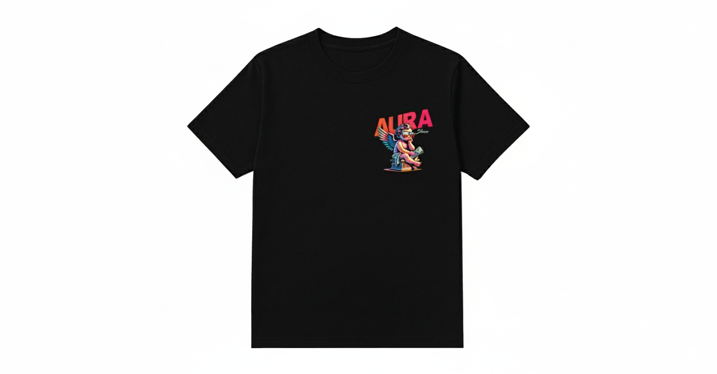 AURA Steeze T-shirt front view with white background