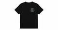 Black t-shirt back view with AURA STEEZE graphic and white background