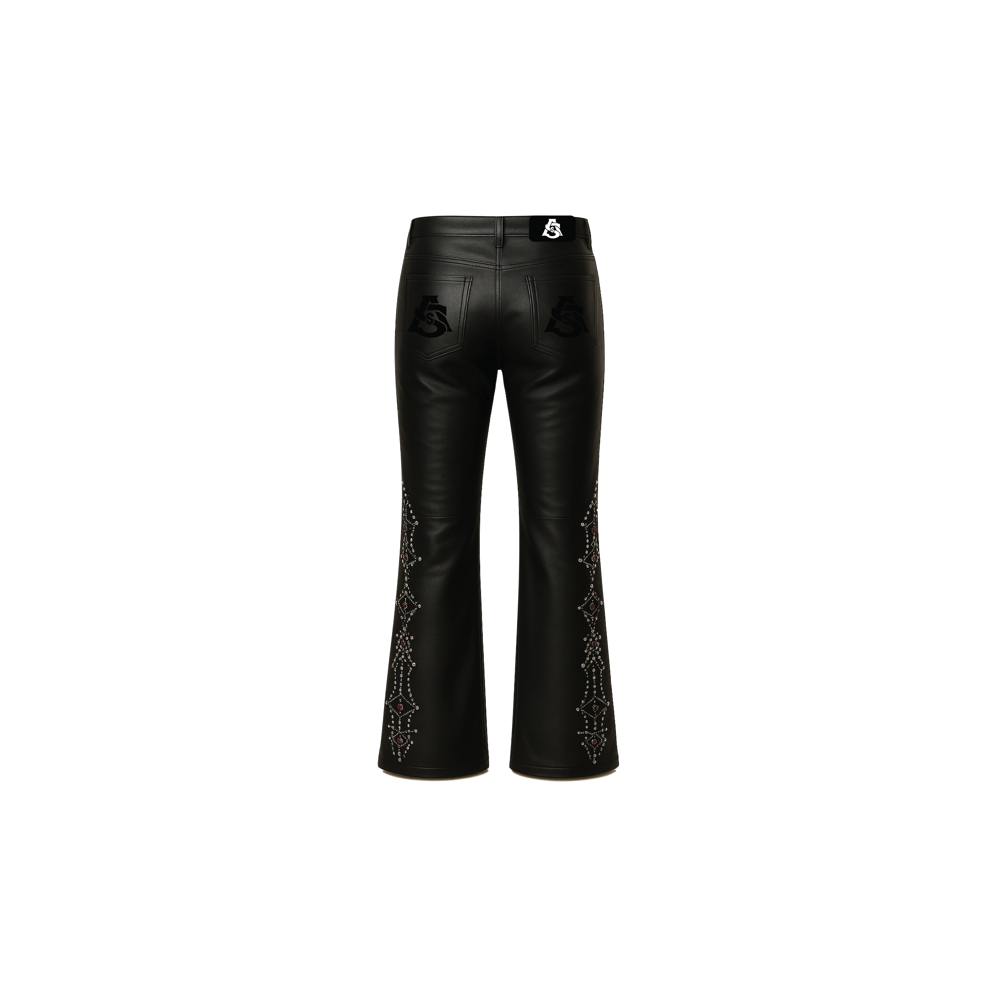 AURA $ STEEZE – Diamond Noir PU Leather Jeans (Black)