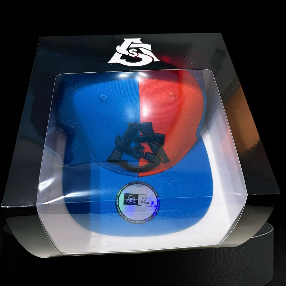 AURA $ STEEZE – “Split” Signature Snapback  Blue Fire. Orange Desire